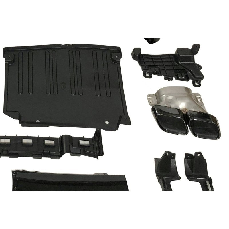 Mercedes W206 Sedan / SW C63 Style Rear Diffuser with Gloss Black Tailpipes