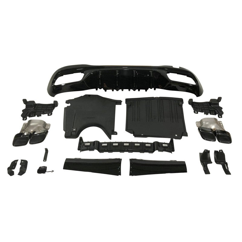 Mercedes W206 Sedan / SW C63 Style Rear Diffuser with Gloss Black Tailpipes