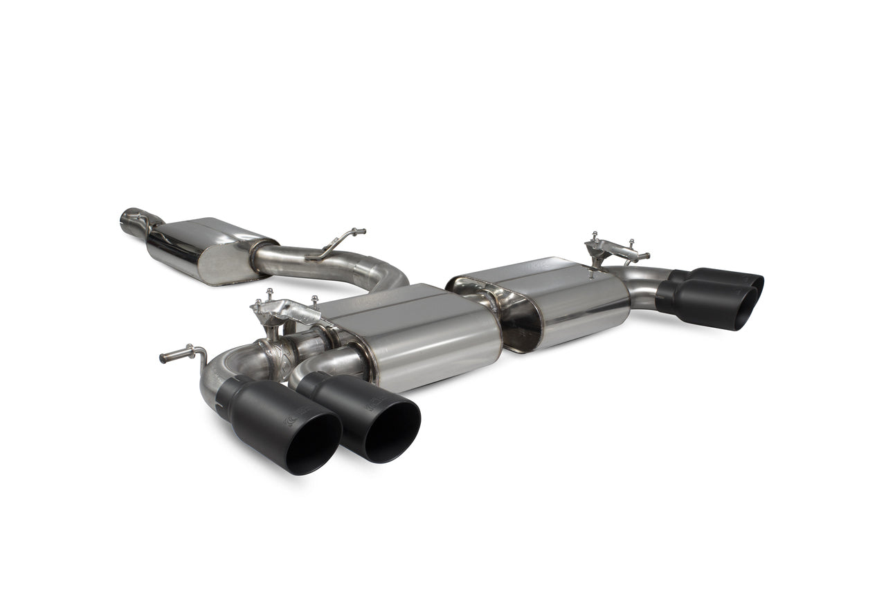 Scorpion Resonated cat-back system with electronic valves Valved Black Ceramic Tailpipes - Golf R MK7.5 Facelift GPF & Non GPF Models 2017 - 2019 - SVW054DC