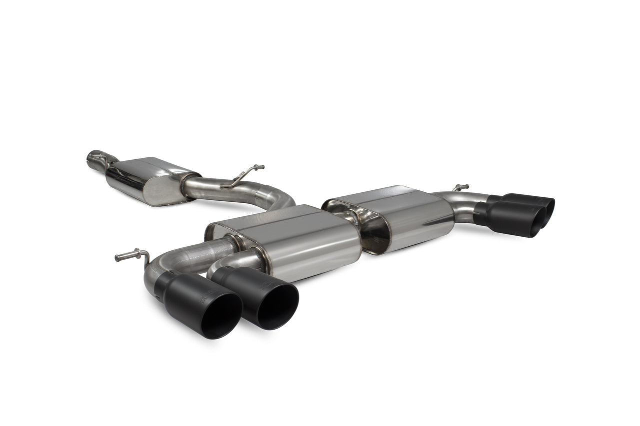 Scorpion Resonated cat-back system Non-valved Black Ceramic Tailpipes - Golf R MK7.5 Facelift GPF & Non GPF Models 2017 - 2019 - SVW055DC