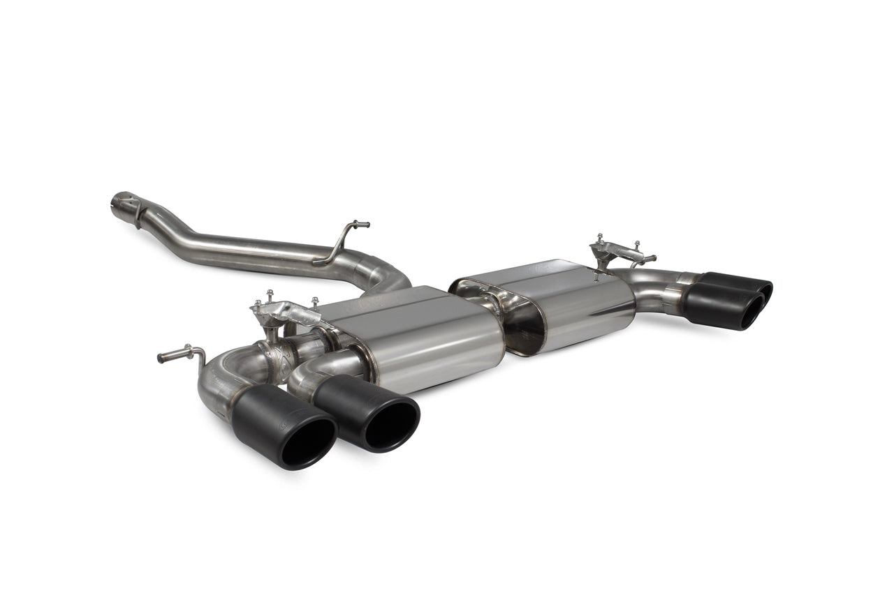 Scorpion Non-res cat-back system with electronic valves Valved Black Ceramic Tailpipes - Golf R MK7.5 Facelift GPF & Non GPF Models 2017 - 2019 - SVWS054C