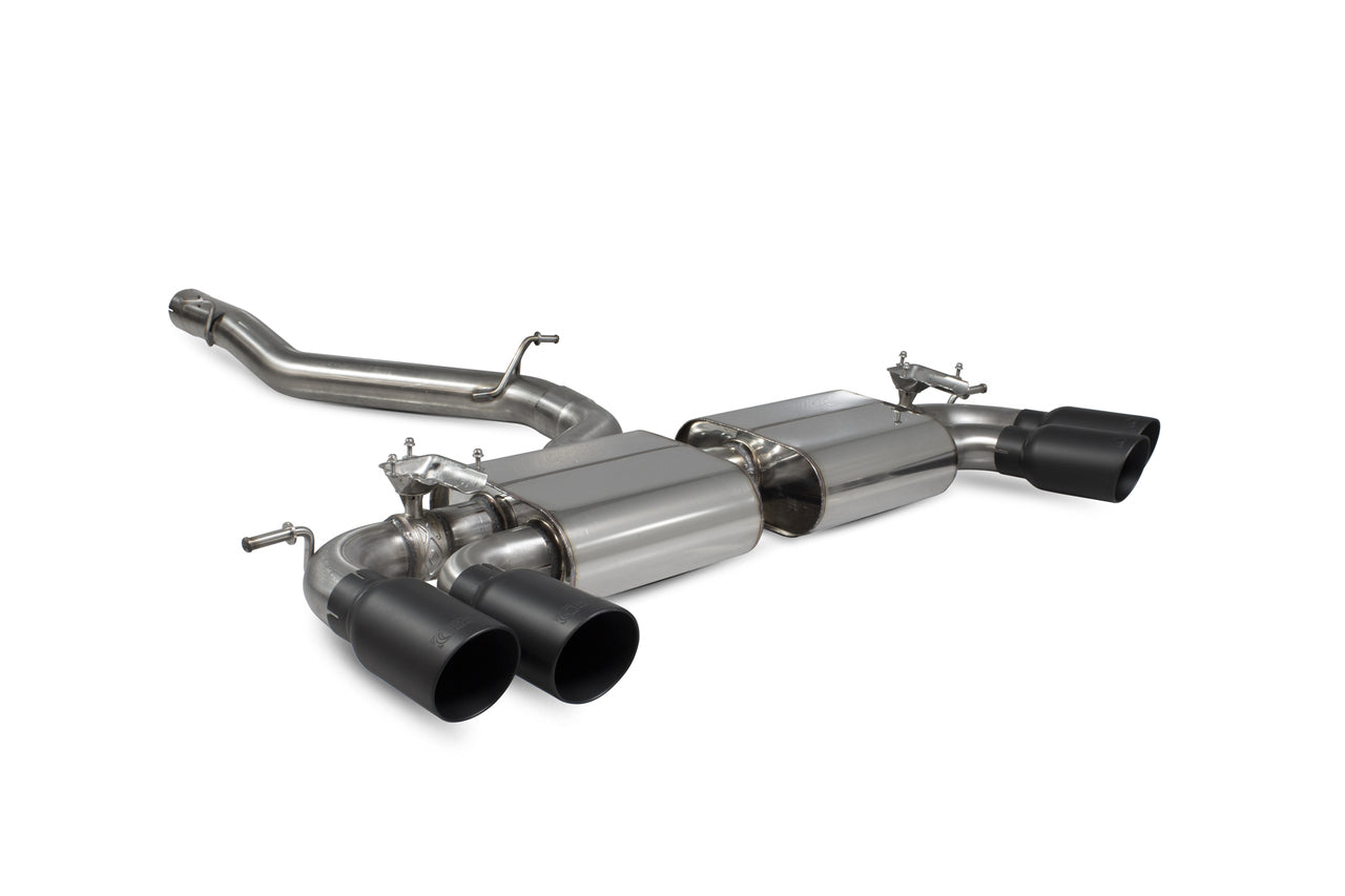 Scorpion Non-res cat-back system with electronic valves Valved Black Ceramic Tailpipes - Golf R MK7.5 Facelift GPF & Non GPF Models 2017 - 2019 - SVWS054DC