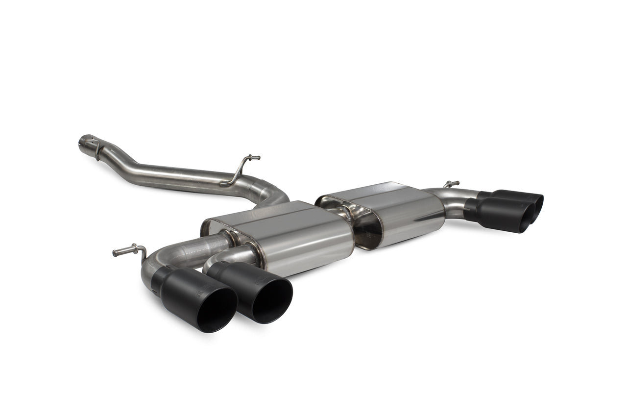 Scorpion Non-res cat-back system Non-valved Black Ceramic Tailpipes - Golf R MK7.5 Facelift GPF & Non GPF Models 2017 - 2019 - SVWS055DC